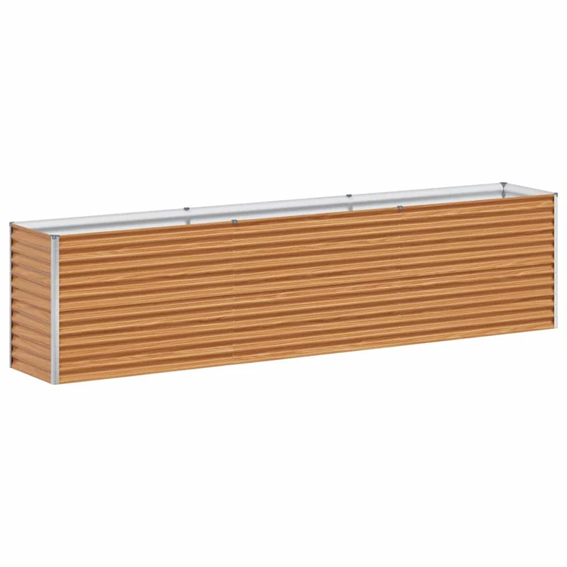 Jardinière surélevée 290 x 50 x 68 cm avec fond ouvert et design industriel en acier galvanisé marron clair 02_0059041