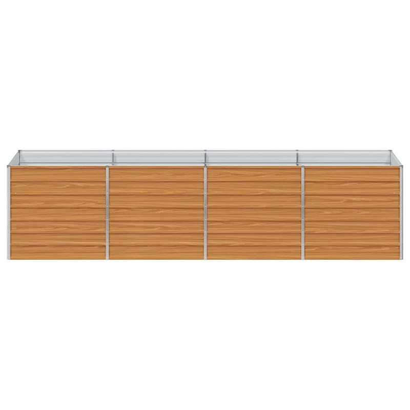 Jardinière surélevée design industriel chic extérieur 320 x 80 x 77 cm avec drainage facile en acier galvanisé marron clair 02_0059025