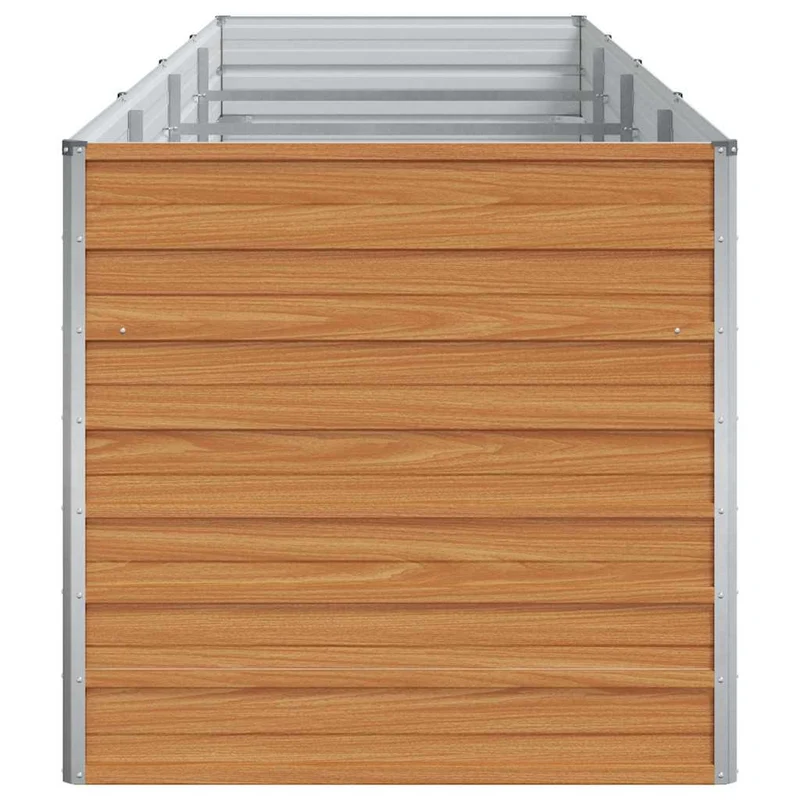 Jardinière surélevée design industriel chic extérieur 320 x 80 x 77 cm avec drainage facile en acier galvanisé marron clair 02_0059025
