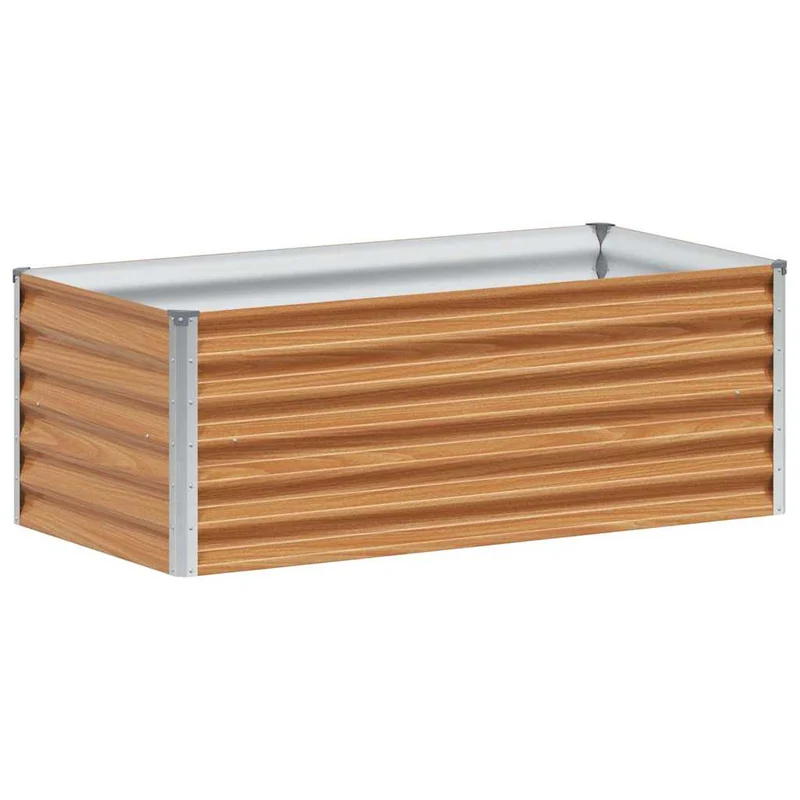 Jardinière surélevée design industriel extérieur 98 x 50 x 36 cm drainage optimal en acier galvanisé marron clair 02_0059030