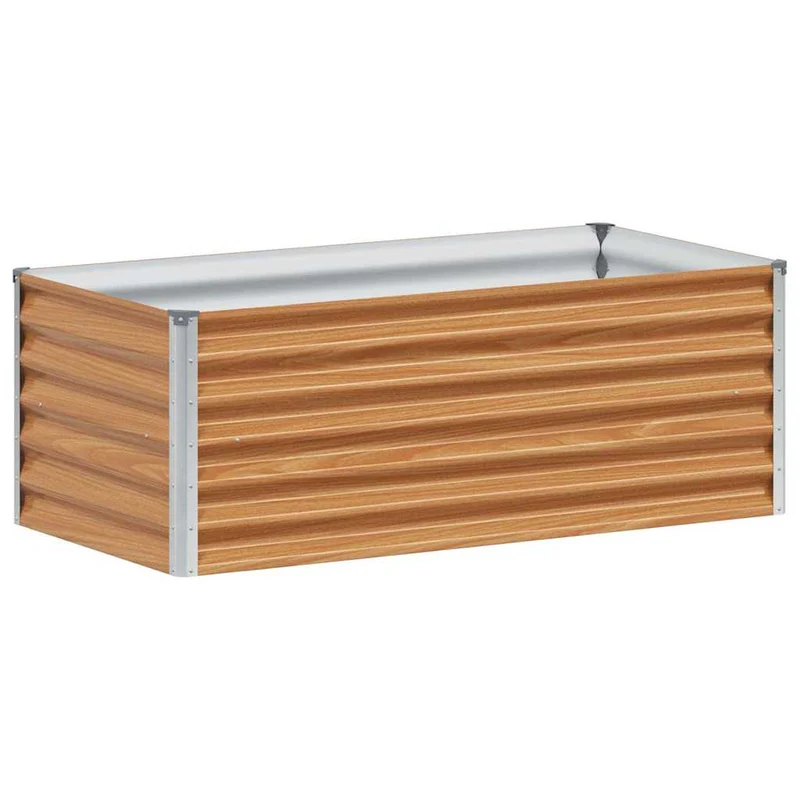 Jardinière surélevée design industriel extérieur 98 x 50 x 36 cm drainage optimal en acier galvanisé marron clair 02_0059030