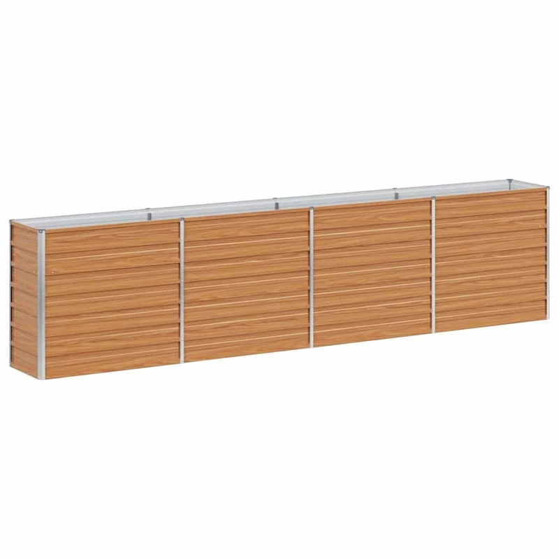 Jardinière surélevée terrasse jardin 320 x 40 x 77 cm entretien facile style industriel en acier galvanisé marron clair 02_0059019