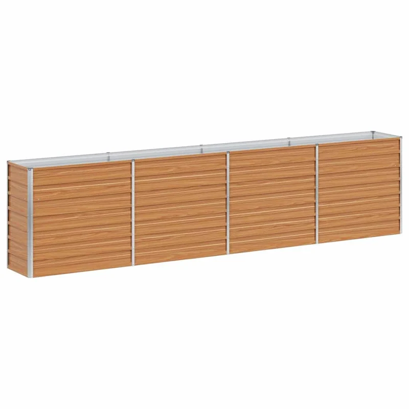 Jardinière surélevée terrasse jardin 320 x 40 x 77 cm entretien facile style industriel en acier galvanisé marron clair 02_0059019