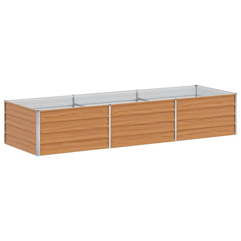 Jardinière surélevée acier galvanisé 240 x 80 x 45 cm design industriel chic jardin extérieur en acier marron clair 02_0059022