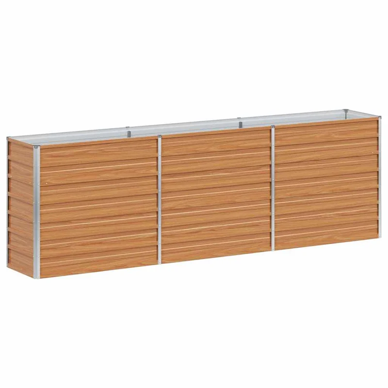 Jardinière surélevée industrielle chic 240 x 40 x 77 cm résistance intempéries minimaliste en acier galvanisé marron clair 02_0059017