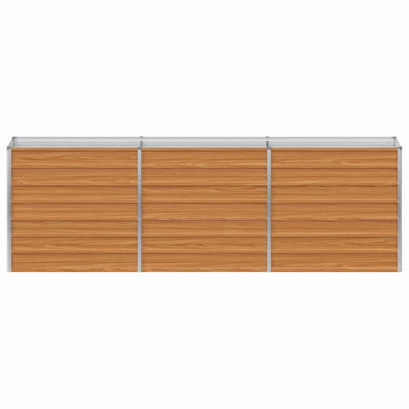 Jardinière surélevée industrielle chic 240 x 40 x 77 cm résistance intempéries minimaliste en acier galvanisé marron clair 02_0059017