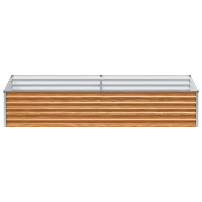 Jardinière surélevée design industriel extérieur 195 x 100 x 36 cm drainage optimal en acier galvanisé marron clair 02_0059046