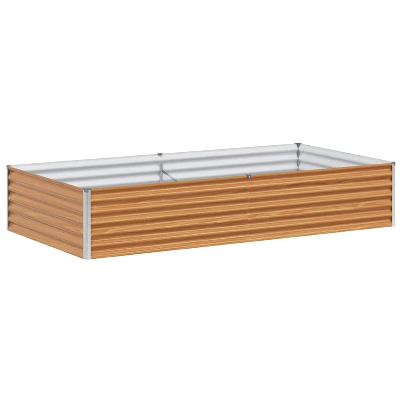 Jardinière surélevée design industriel extérieur 195 x 100 x 36 cm drainage optimal en acier galvanisé marron clair 02_0059046