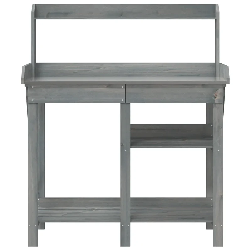 Banc de rempotage avec étagères 110 x 45 x 125 cm usage jardin rangement polyvalent finition mate en bois gris 02_0047465