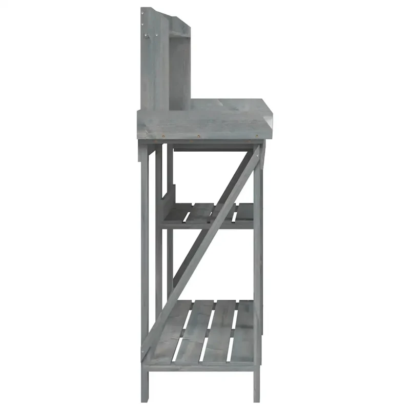 Banc de rempotage avec étagères 110 x 45 x 125 cm usage jardin rangement polyvalent finition mate en bois gris 02_0047465