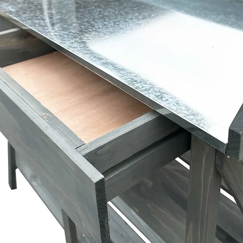 Banc de rempotage avec étagères 110 x 45 x 125 cm usage jardin rangement polyvalent finition mate en bois gris 02_0047465