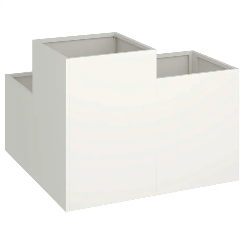 Cache-pot de jardin rectangulaire moderne format 80 x 80 x 60 cm ambiance chic en acier blanc 02_0052068