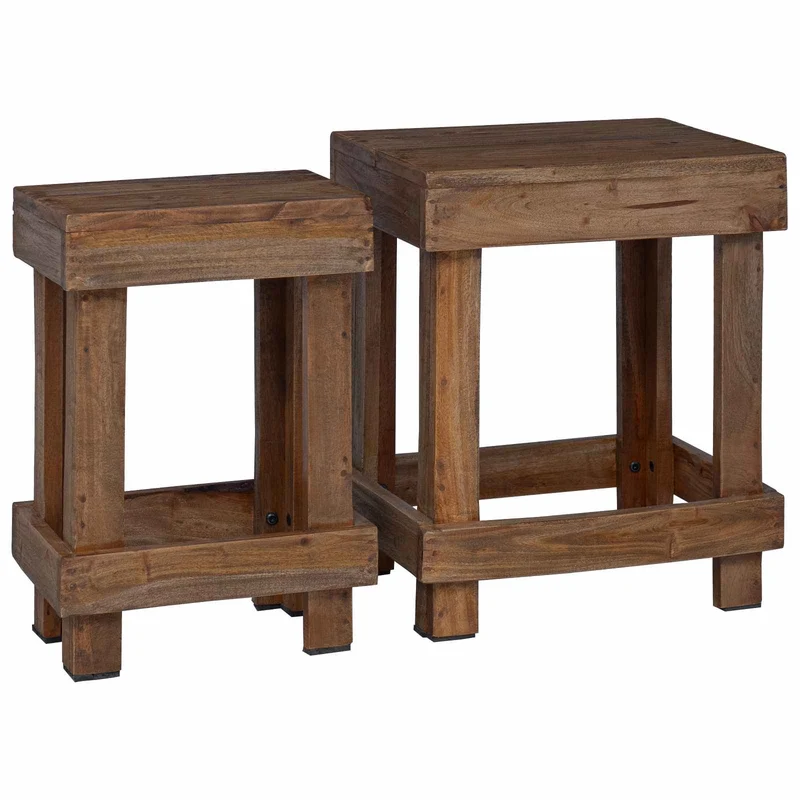 Lot de 2 supports à plantes rustiques extérieurs 70 x 11 x 27 cm en bois d'acajou marron 02_0058964