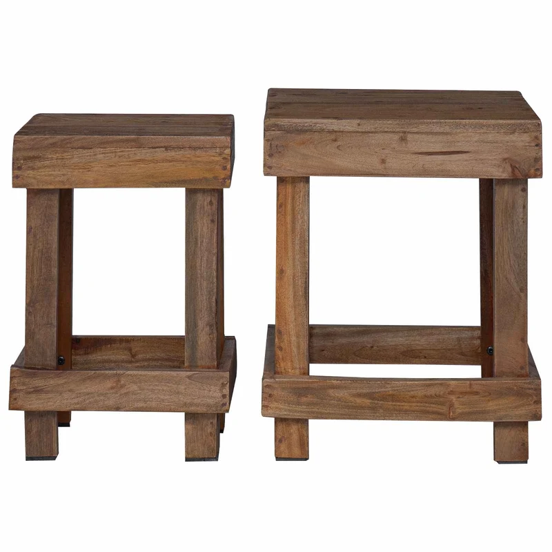 Lot de 2 supports à plantes rustiques extérieurs 70 x 11 x 27 cm en bois d'acajou marron 02_0058964