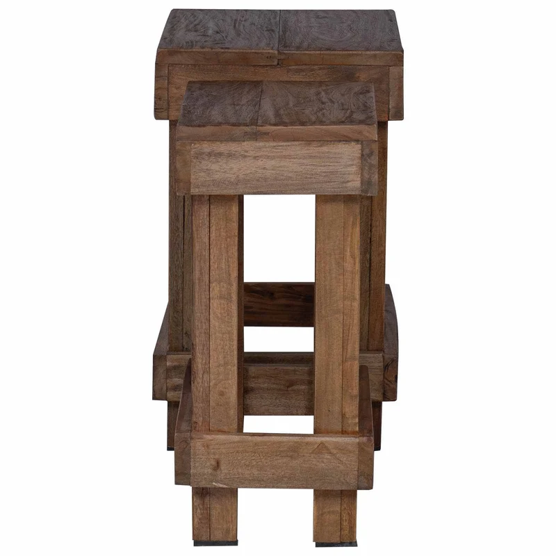 Lot de 2 supports à plantes rustiques extérieurs 70 x 11 x 27 cm en bois d'acajou marron 02_0058964