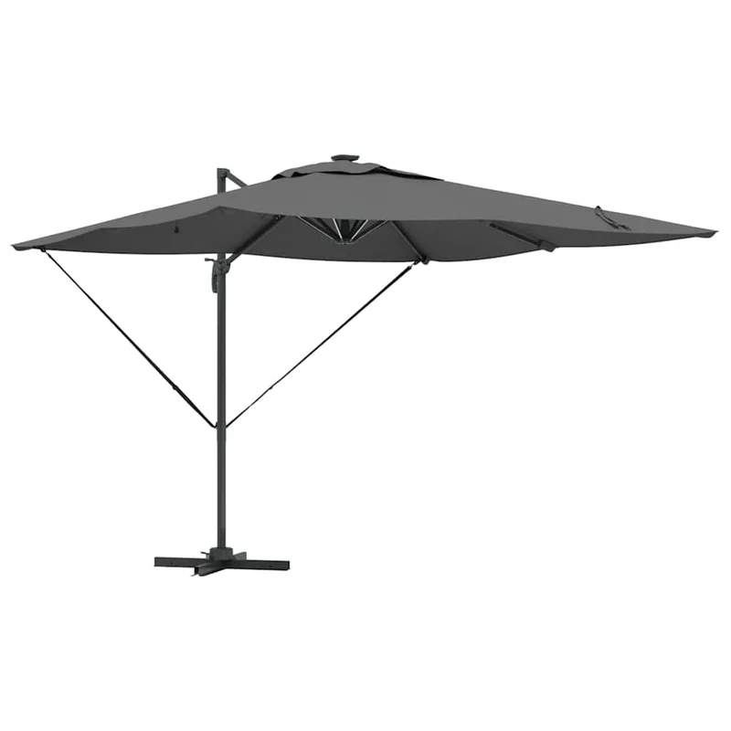 Parasol déporté rectangulaire 286 x 284 x 270 cm ombre généreuse ambiance cosy en aluminium anthracite 02_0058693