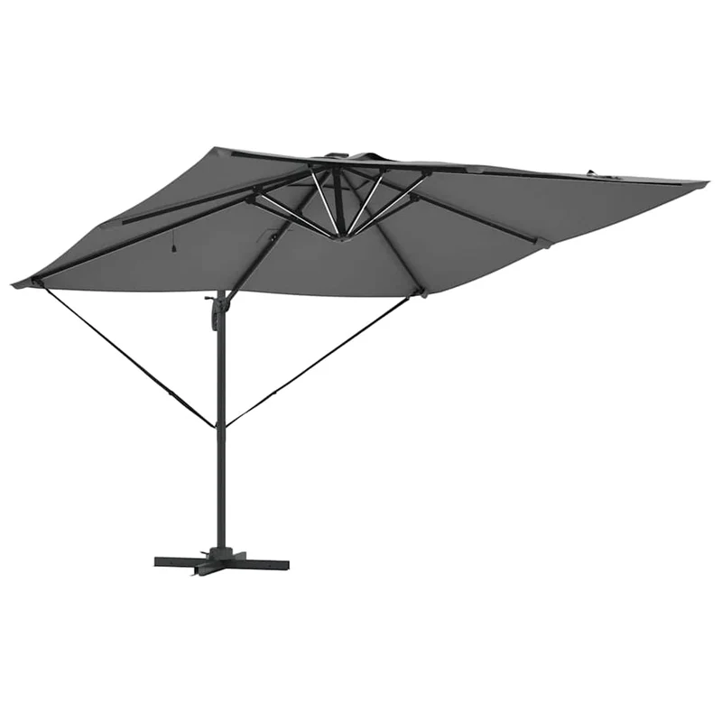 Parasol déporté rectangulaire 286 x 284 x 270 cm ombre généreuse ambiance cosy en aluminium anthracite 02_0058693