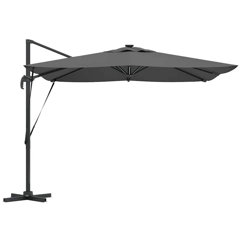 Parasol déporté rectangulaire 286 x 284 x 270 cm ombre généreuse ambiance cosy en aluminium anthracite 02_0058693