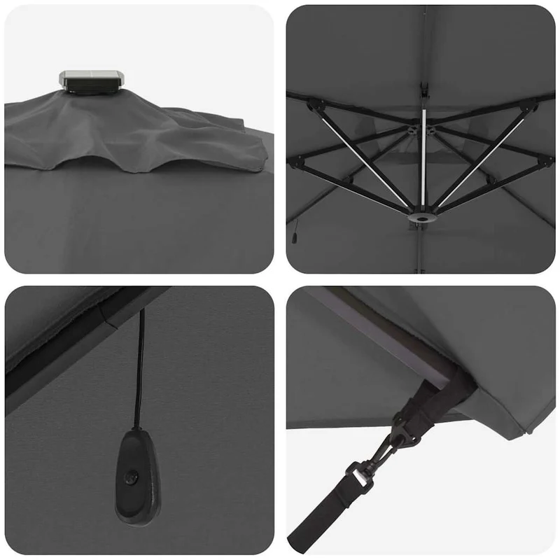 Parasol déporté rectangulaire 286 x 284 x 270 cm ombre généreuse ambiance cosy en aluminium anthracite 02_0058693