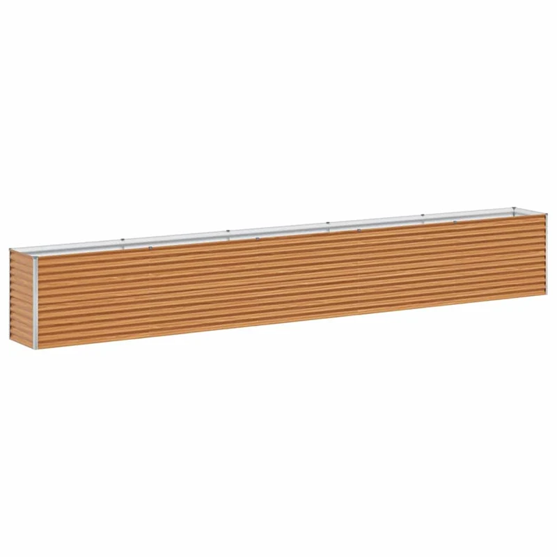 Jardinière surélevée design industriel extérieur 485 x 50 x 68 cm drainage optimal en acier galvanisé marron clair 02_0059043