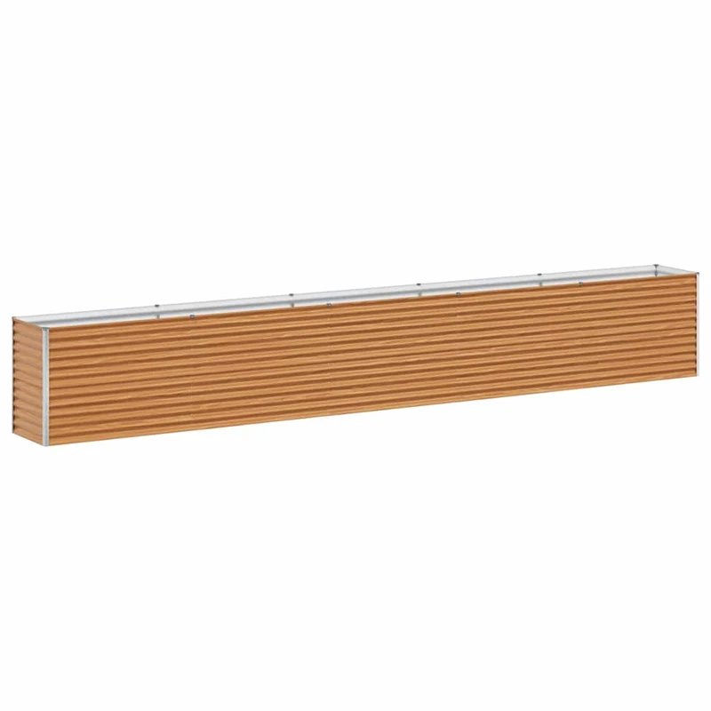 Jardinière surélevée design industriel extérieur 485 x 50 x 68 cm drainage optimal en acier galvanisé marron clair 02_0059043