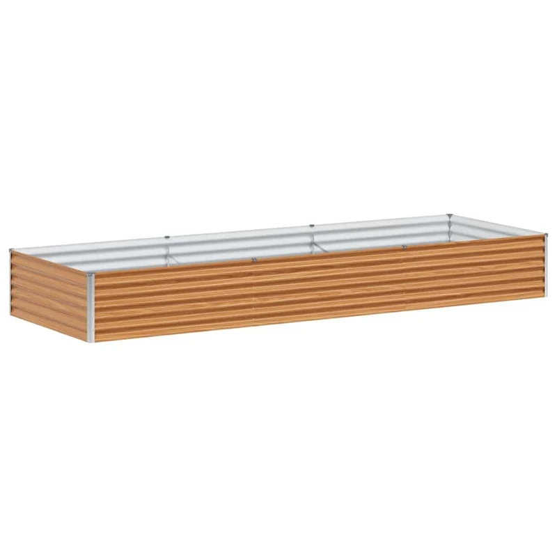 Jardinière surélevée industrielle 290 x 100 x 36 cm drainage optimal extérieur en acier galvanisé marron clair 02_0059047