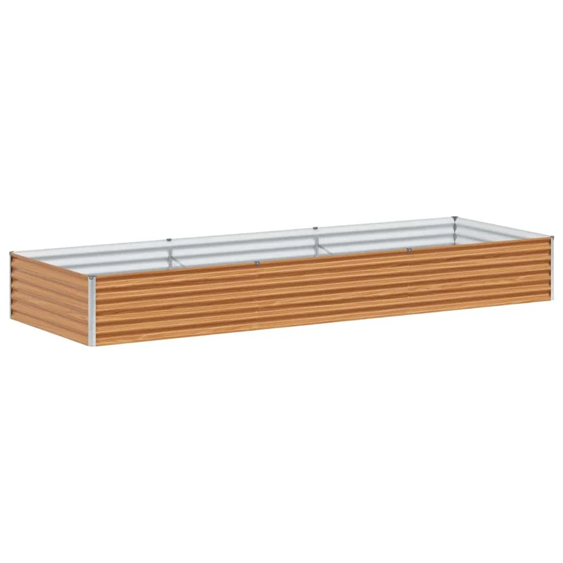 Jardinière surélevée industrielle 290 x 100 x 36 cm drainage optimal extérieur en acier galvanisé marron clair 02_0059047