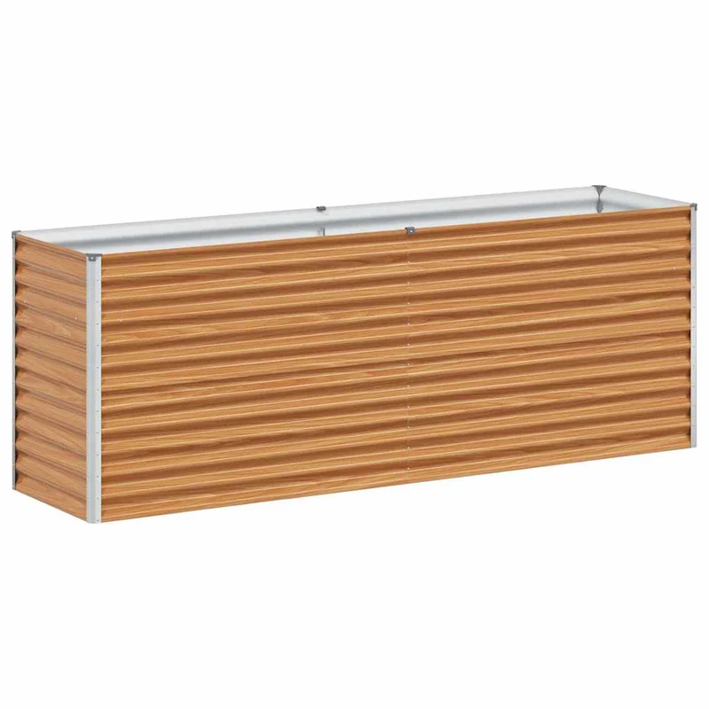 Jardinière surélevée design industriel extérieur 195 x 50 x 68 cm drainage optimal en acier galvanisé marron clair 02_0059040