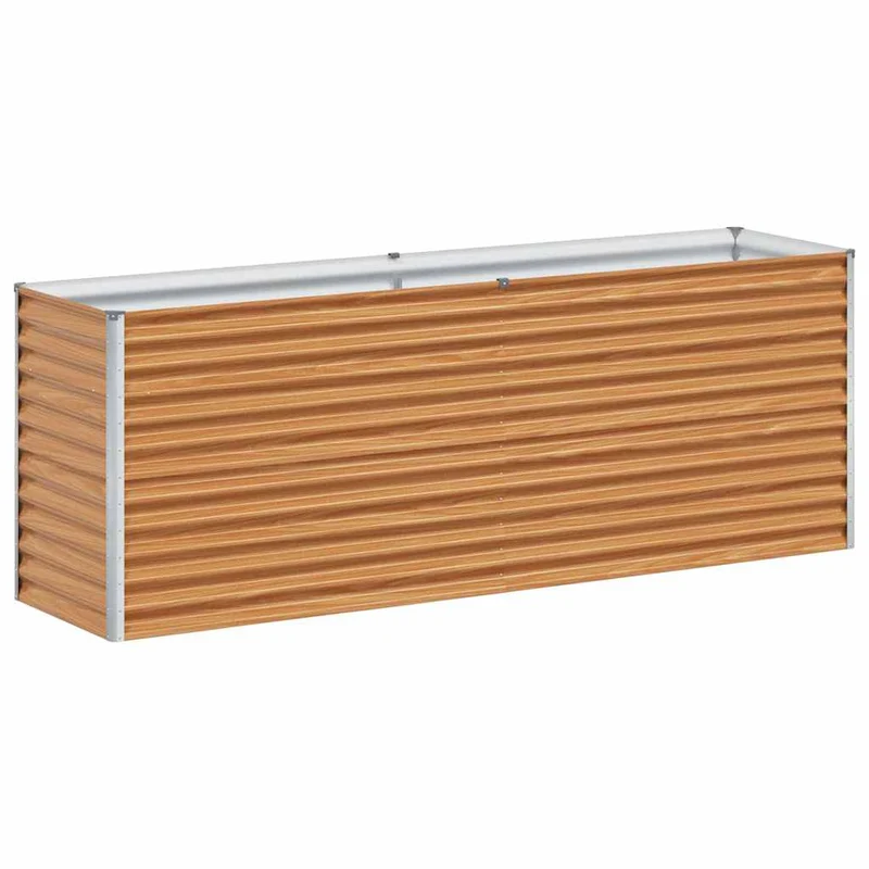 Jardinière surélevée design industriel extérieur 195 x 50 x 68 cm drainage optimal en acier galvanisé marron clair 02_0059040