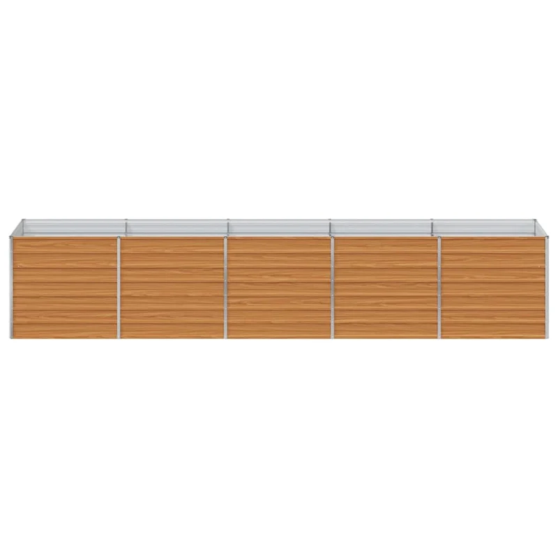 Jardinière surélevée industrielle chic extérieur 400 x 80 x 77 cm en acier galvanisé marron clair 02_0059027