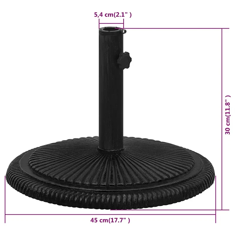 Socle de parasol robuste floral jardin 45 x 45 x 30 cm en fonte noir 02_0046553