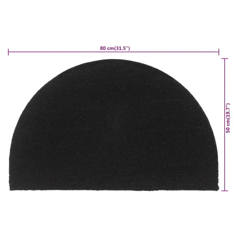 Tapis de porte demi-rond 50 x 80 cm antidérapant durable intérieur extérieur en fibre de coco noir 02_0046164