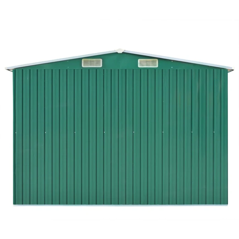 Abri de jardin cabane cabanon maison de stockage remise extérieur hangar outils robuste 257 x 298 x 178 cm métal vert 02_0022165