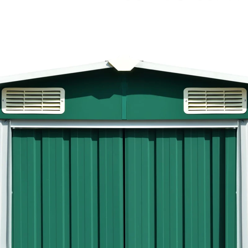 Abri de jardin cabane cabanon maison de stockage remise extérieur hangar outils robuste 257 x 298 x 178 cm métal vert 02_0022165
