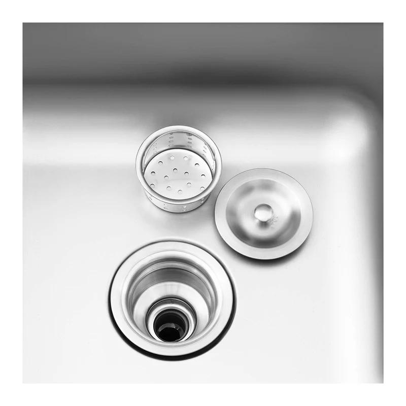 Plonge inox sur meuble 2 bacs acier inoxydable 500 x 400 x 300 mm professionnelle 14_0005014