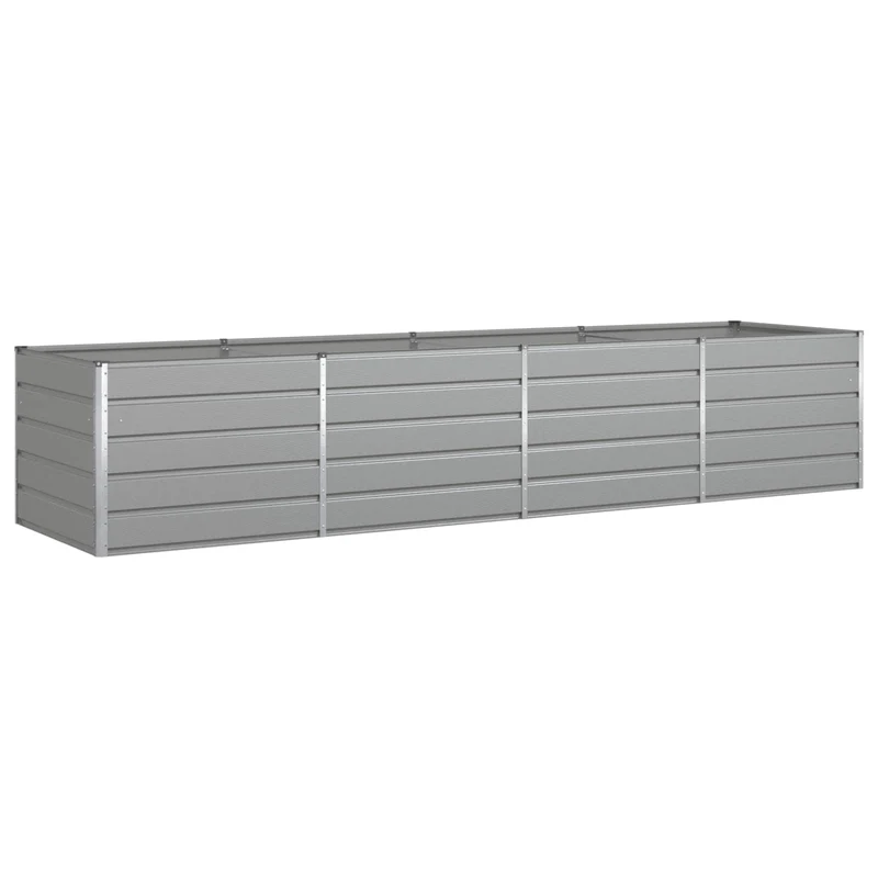 Jardinière design moderne extérieure 195 x 100 x 45 cm espace généreux look industriel en acier galvanisé gris clair 02_0059212