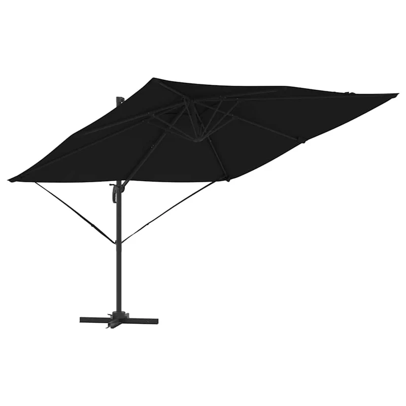 Parasol cantilever rectangulaire 286 x 284 x 265 cm inclinable et pratique style contemporain en aluminium noir 02_0058711