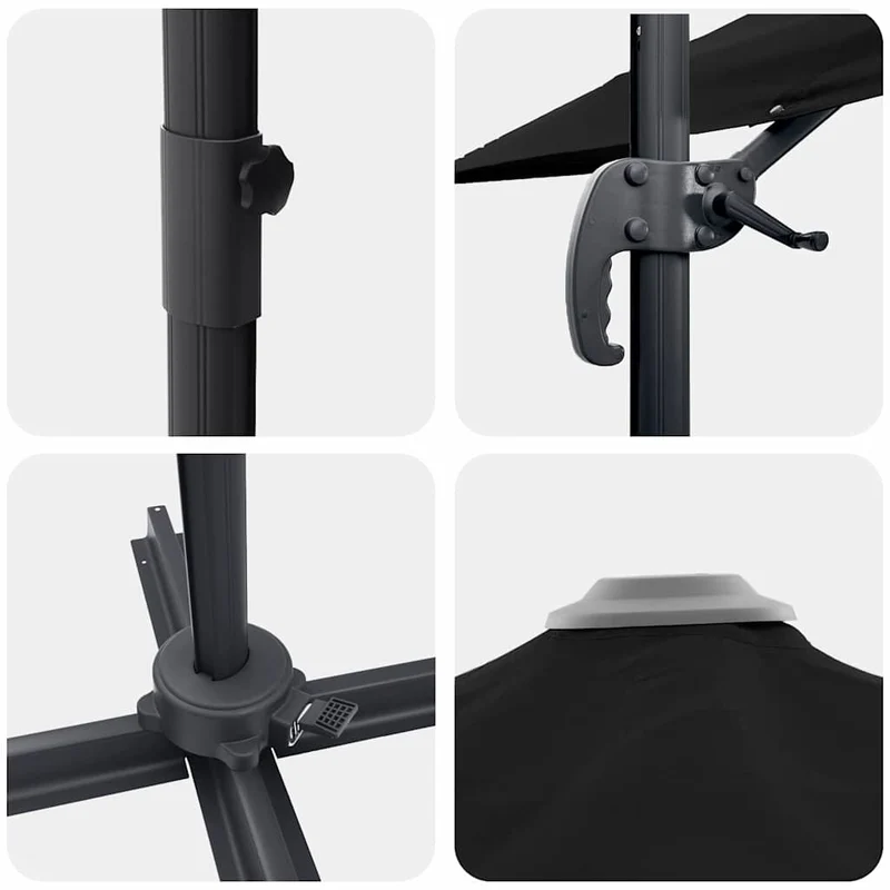 Parasol cantilever rectangulaire 286 x 284 x 265 cm inclinable et pratique style contemporain en aluminium noir 02_0058711