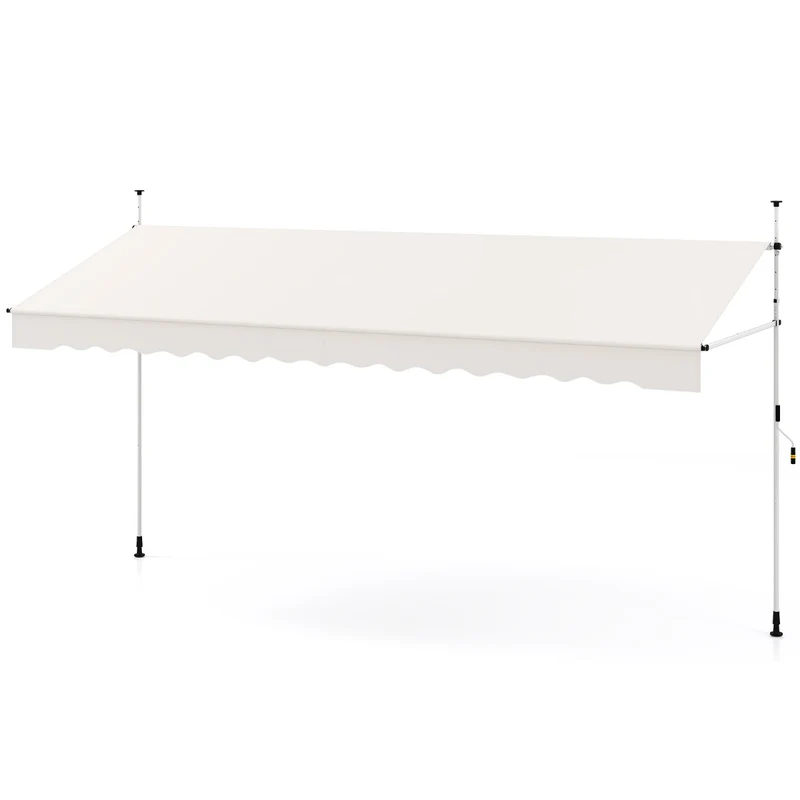 Auvent rétractable avec manivelle 400 x 135 x 210-300 cm protection solaire ajustable moderne en polyester blanc 20_0013644