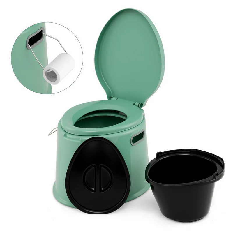 Toilette portable compacte pour camping 41 x 49,5 x 34 cm facile à nettoyer en vert 20_0014387