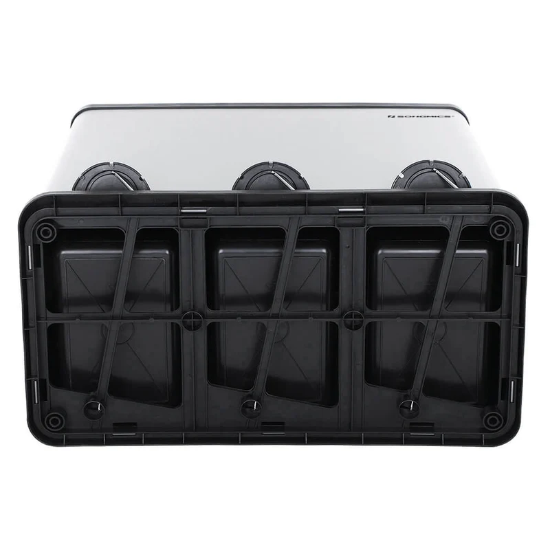 Poubelle de cuisine résistante avec pédales de recyclage en acier inoxydable 54 litres 3 x 18 litres noir 12_0003616
