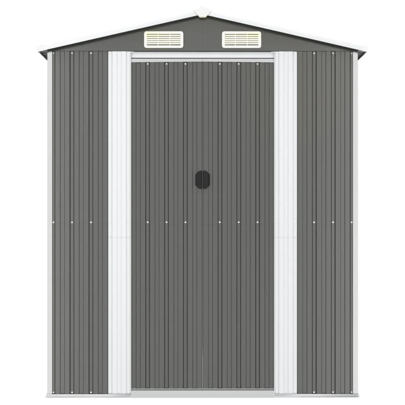 Abri de jardin cabane cabanon maison de stockage remise extérieur hangar outils robuste clair 192 x 440 x 223 cm acier galvanisé gris 02_0022258