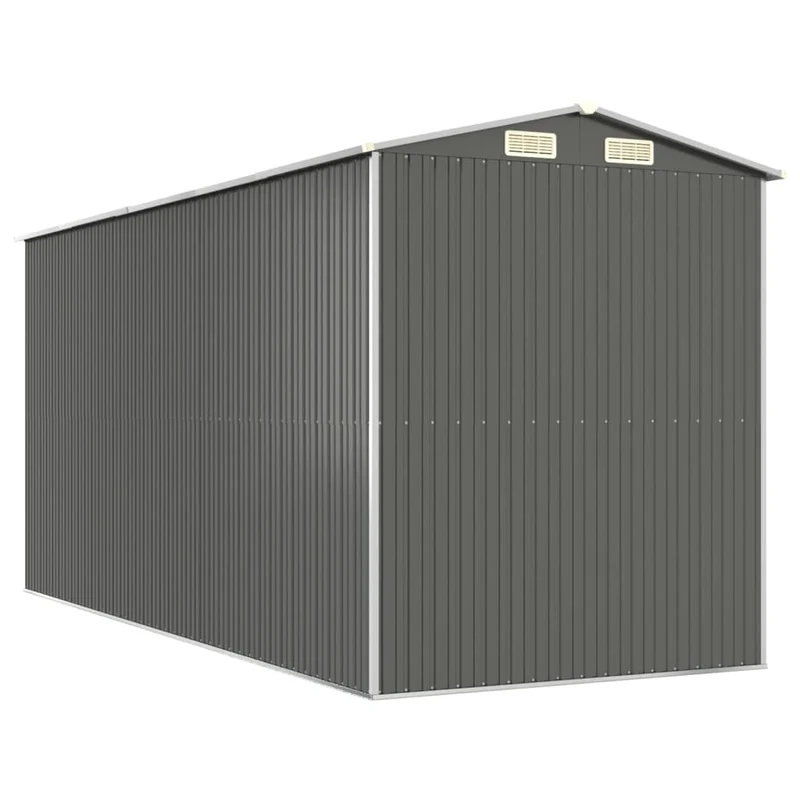 Abri de jardin cabane cabanon maison de stockage remise extérieur hangar outils robuste clair 192 x 440 x 223 cm acier galvanisé gris 02_0022258