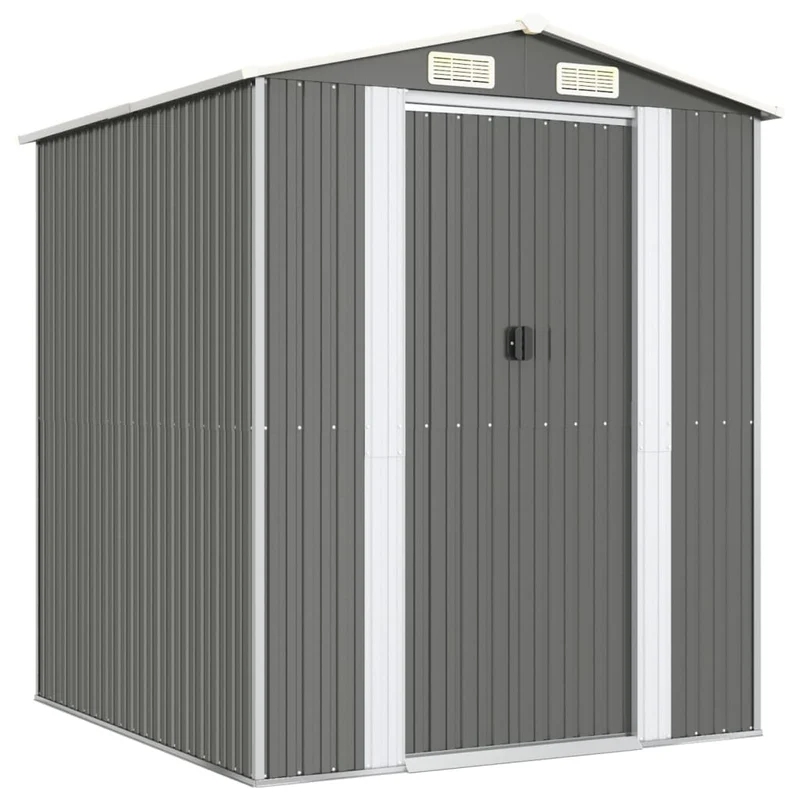 Abri de jardin cabane cabanon maison de stockage remise extérieur hangar outils robuste clair 192 x 191 x 223 cm acier galvanisé gris 02_0022255
