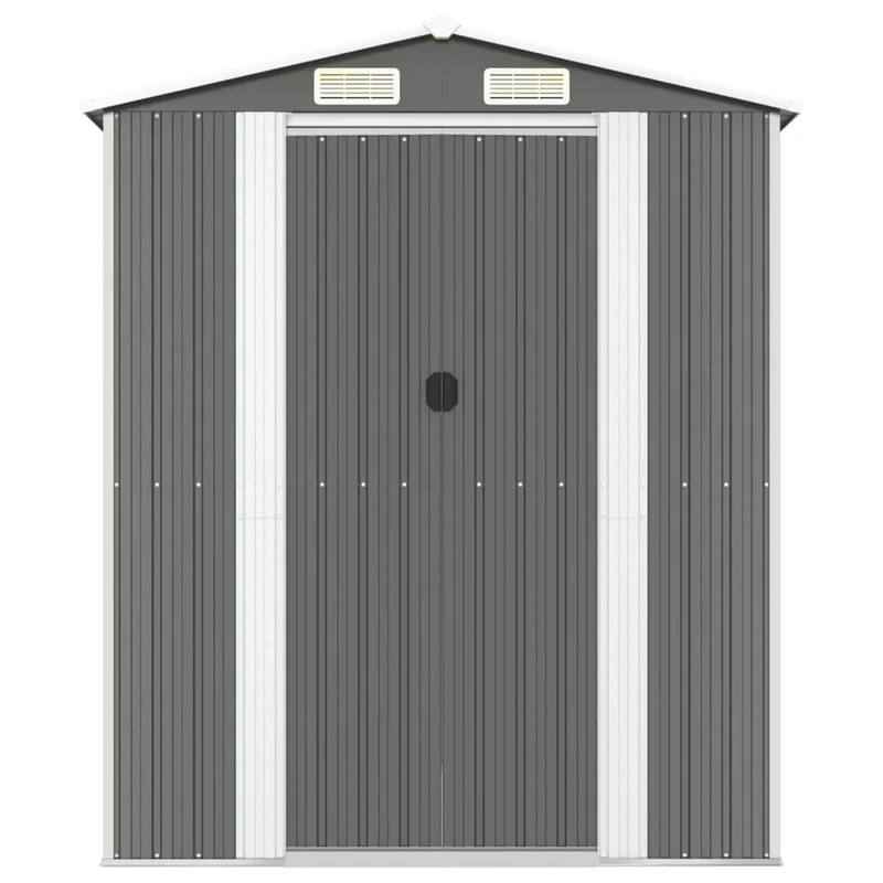 Abri de jardin cabane cabanon maison de stockage remise extérieur hangar outils robuste clair 192 x 191 x 223 cm acier galvanisé gris 02_0022255