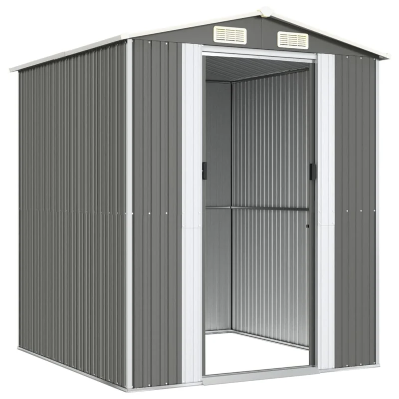 Abri de jardin cabane cabanon maison de stockage remise extérieur hangar outils robuste clair 192 x 191 x 223 cm acier galvanisé gris 02_0022255