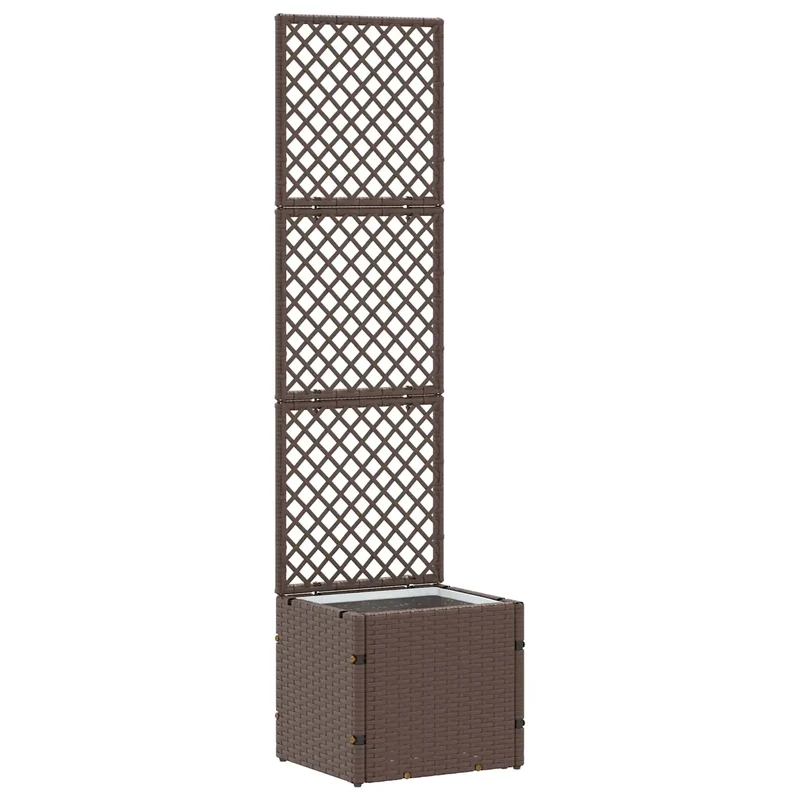 Cache-pot de jardin rectangulaire moderne extérieur 35 x 30 x 135 cm en métal marron 02_0047453