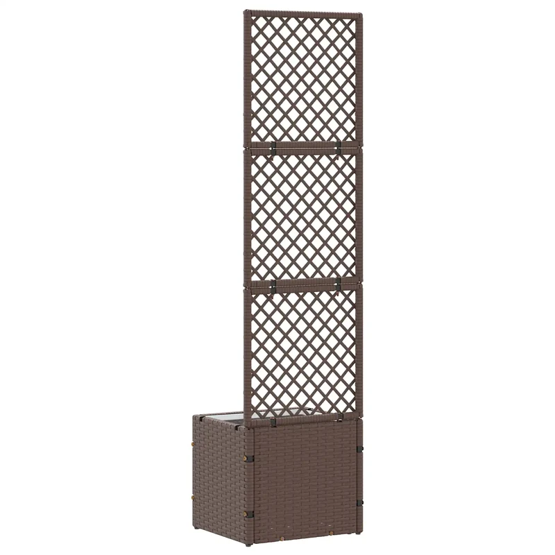 Cache-pot de jardin rectangulaire moderne extérieur 35 x 30 x 135 cm en métal marron 02_0047453