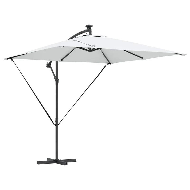Parasol déporté moderne inclinable extérieur 249 x 249 x 250 cm en acier couleur sable 02_0058771