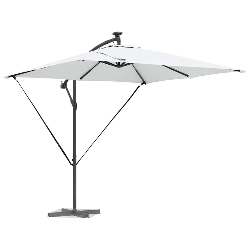 Parasol déporté moderne inclinable extérieur 249 x 249 x 250 cm en acier couleur sable 02_0058771